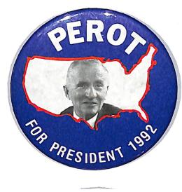 Ross PEROT CHOATE 1996  Pin Back Button