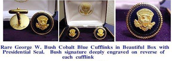 Pair of rare presidential George W Bush cufflinks 