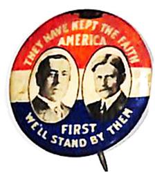4903 1916 Campaign Charles HUGHES Celluloid Logo Button 