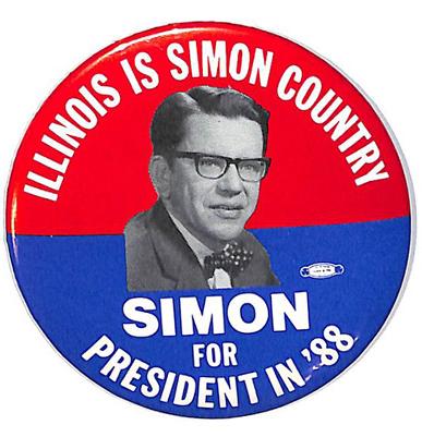 1988 Paul Simon Presidential Campaign Pinback 'Illinois is Simon Country'