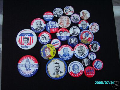 Vintage Lot of 16 OLDER Presidential Campaign Pins Buttons Reproductions